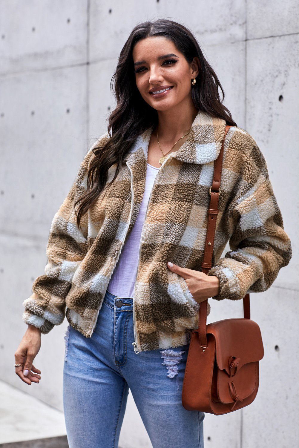 Print Sherpa Jacket Coat