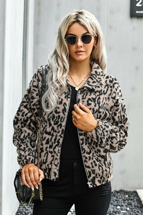 Print Sherpa Jacket Coat