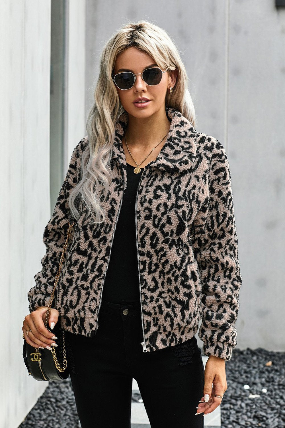 Print Sherpa Jacket Coat