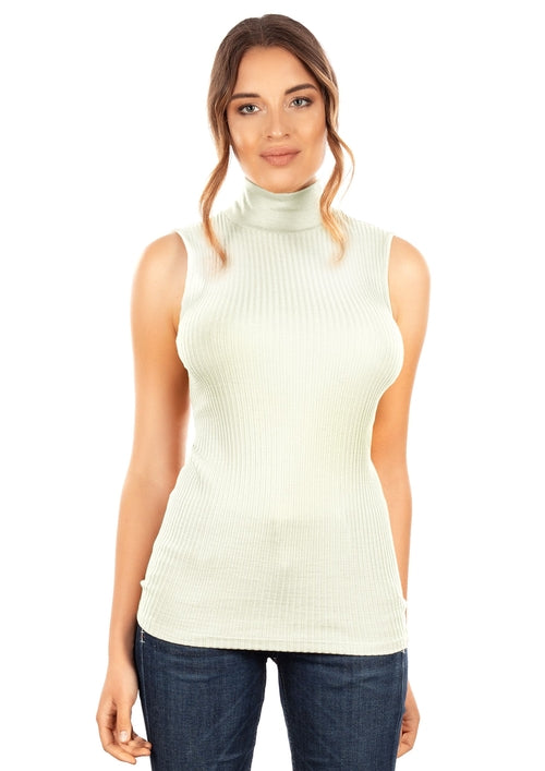 EGI Exclusive Collections Merino Wool Blend Mock Neck Sleeveless Top.