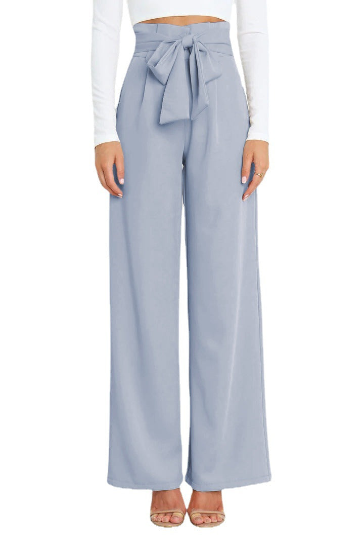 Women's Casual Wide-Leg Trousers with Belt